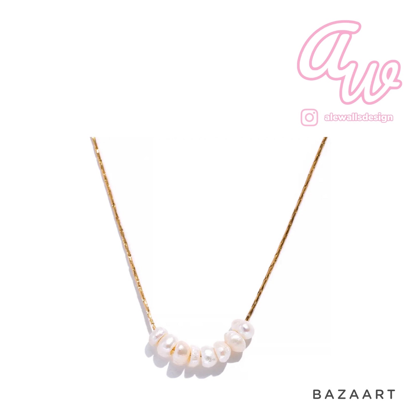 Thin Gold multi pearl Necklace 💧
