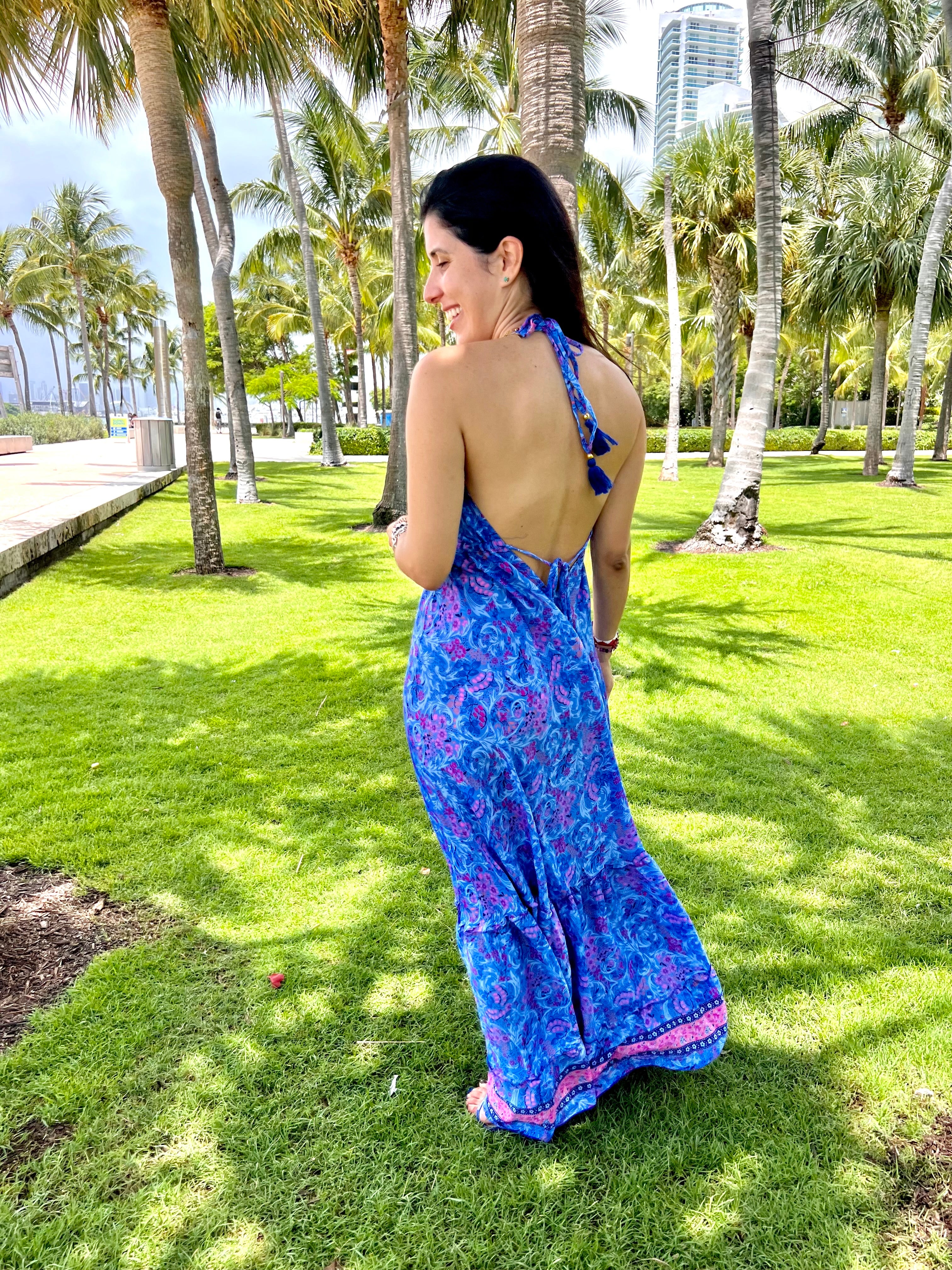 Blue and Pink Long Dress