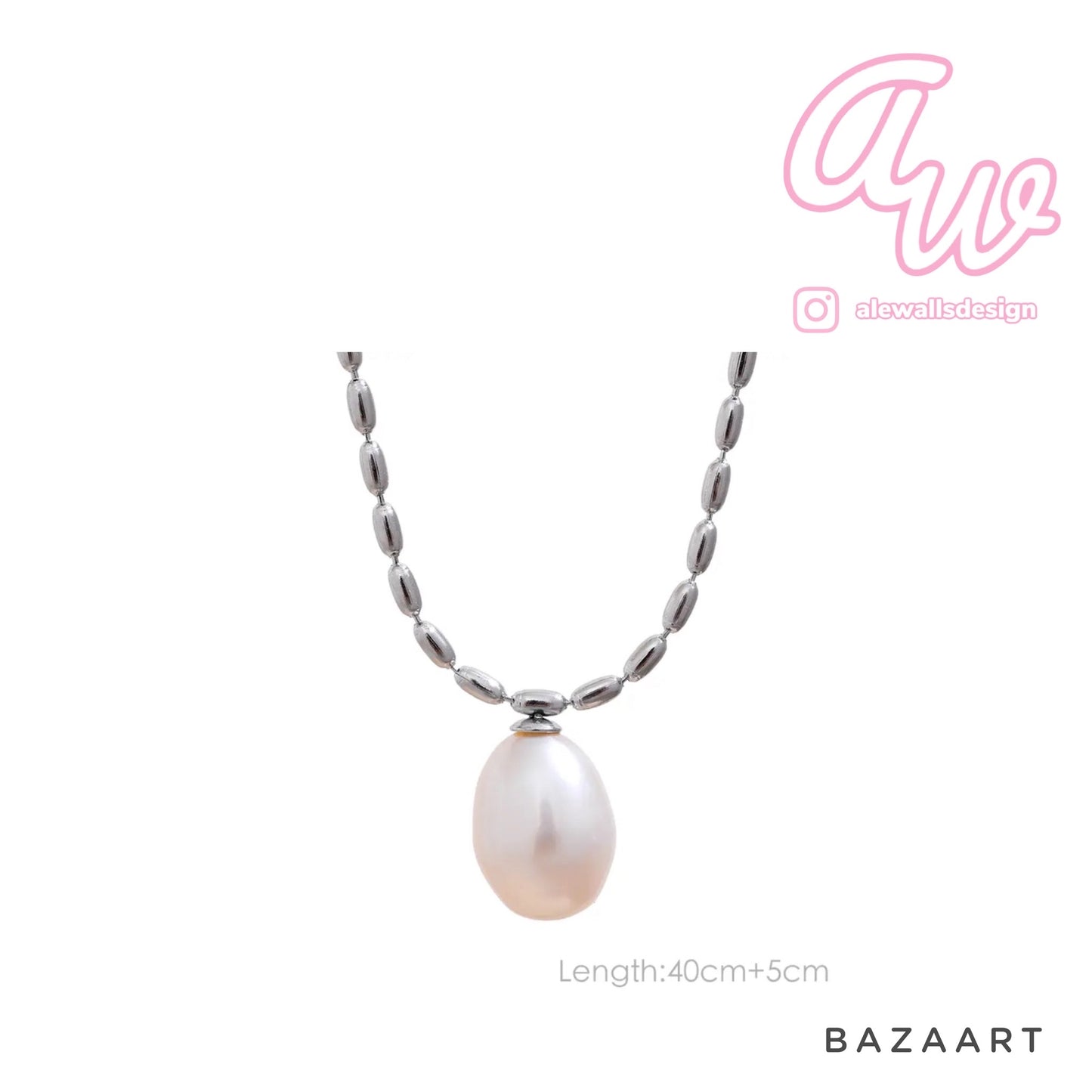 Thin Silver pearl Necklace 💧
