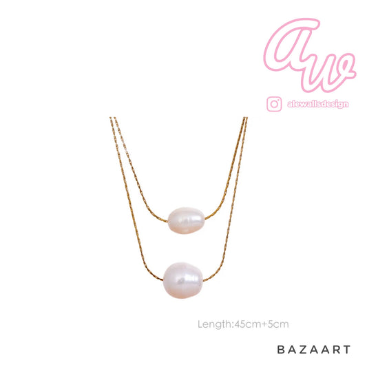 Double Pearl Layer gold Necklace 💧