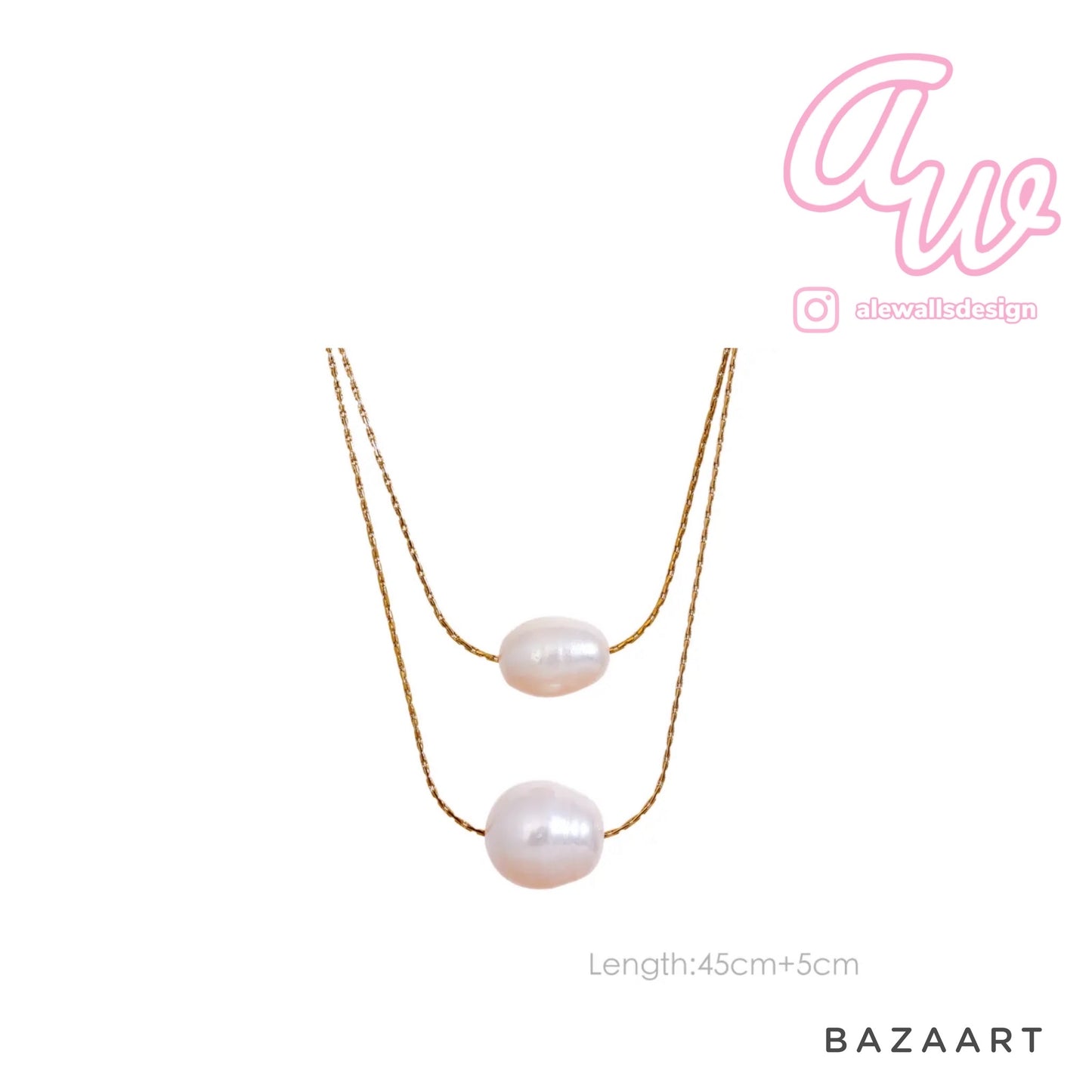 Double Pearl Layer gold Necklace 💧