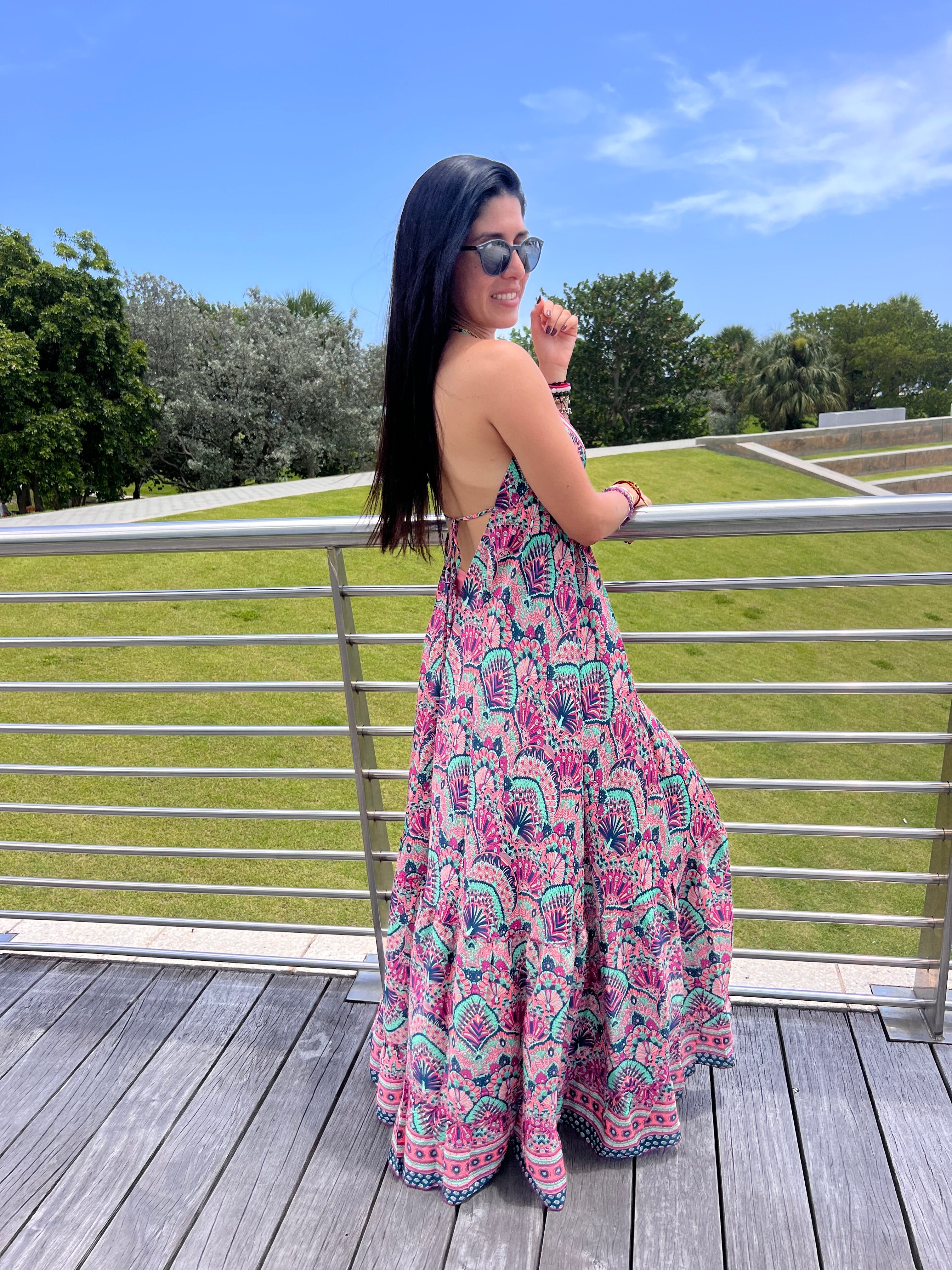 Pink and Blues Long Dress