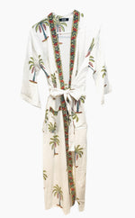 Load image into Gallery viewer, Green and Burgundy Palm Tree Kimono
