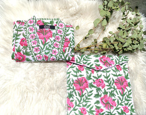 Pink Flowers and Green Kimono