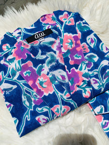 Blue and Purple Flower Kimono