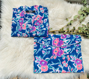 Blue and Purple Flower Kimono