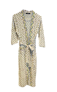 Green and Blue Block Print Kimono